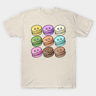 Kawaii smiling macarons in pastel colors T-Shirt